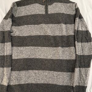 Men's Striped Quarter-Zip Sweater - Gray/Charcoal